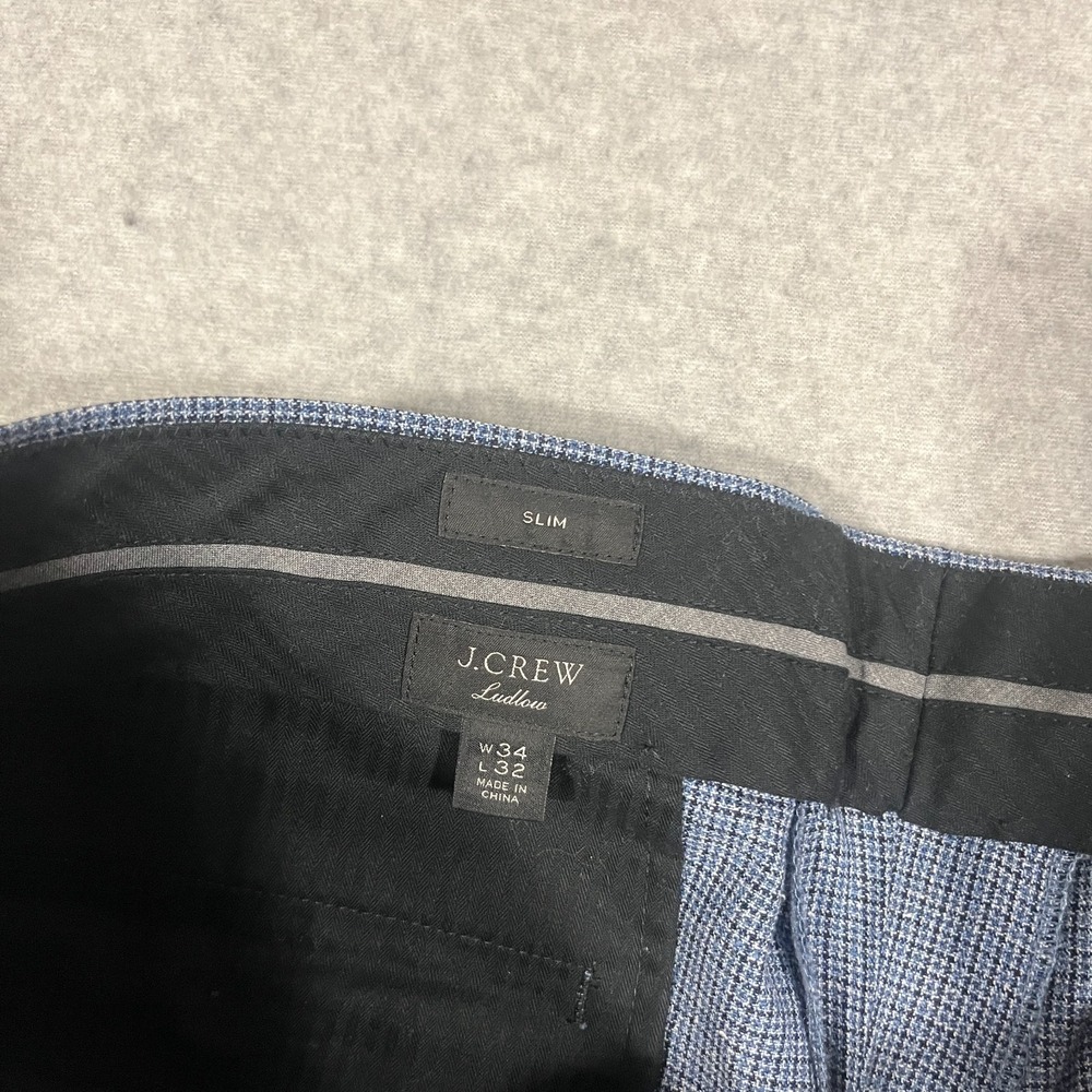 J Crew Pants Mens 34x27 Blue Dress Vitale Barberis Canonico Wool Silk Italy Hem - Picture 8 of 13
